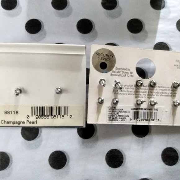 7pc LOT MARVELLA + WALMART Silver Crystal/Pearl Dangle + Stud + Hoop Earrings - Picture 4 of 4